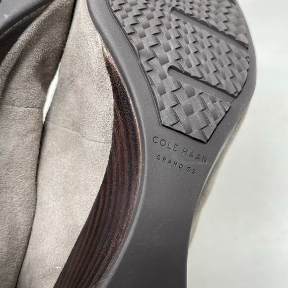 Cole Haan Grand OS Sadie Gray Taupe Leather Suede Ballet Wedge Pumps Shoes 7.5 - Picture 14 of 15